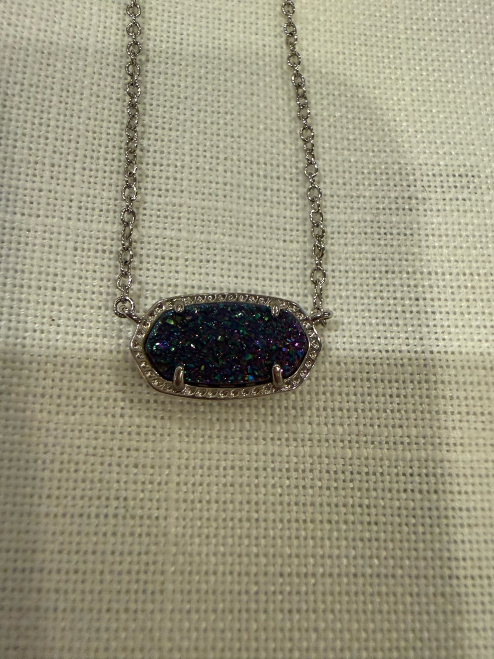 Kendra Scott Blue Druzy Pendant Necklace